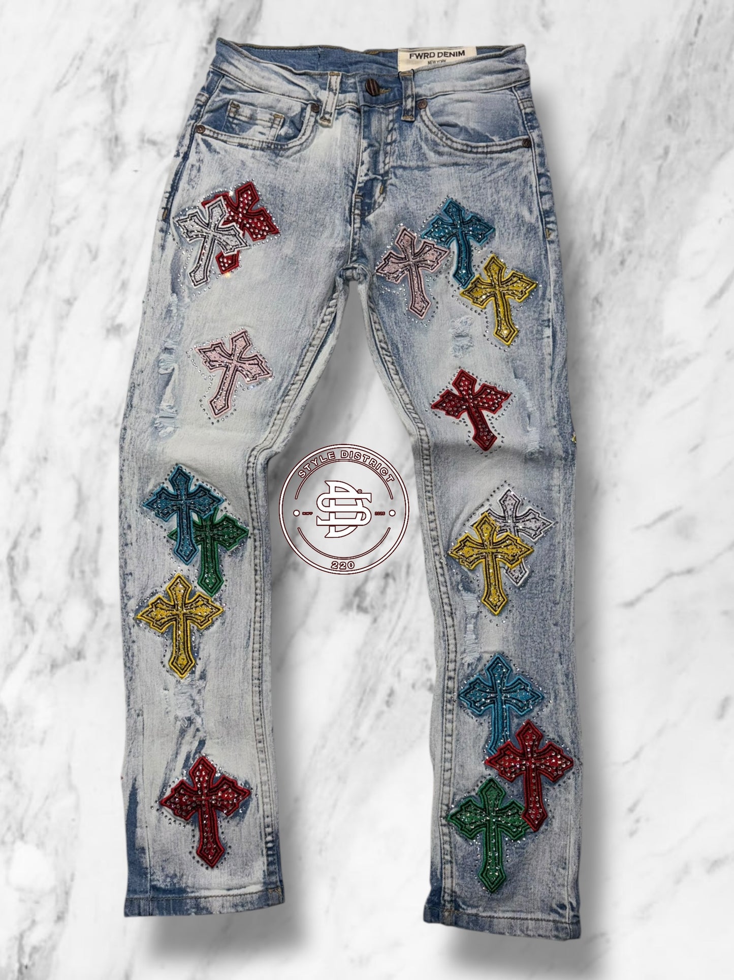 Youth Crystallized Cross Jeans
