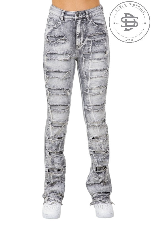 Distressed Stacked Jeans