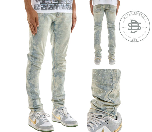 Rhinestone + Print Jeans