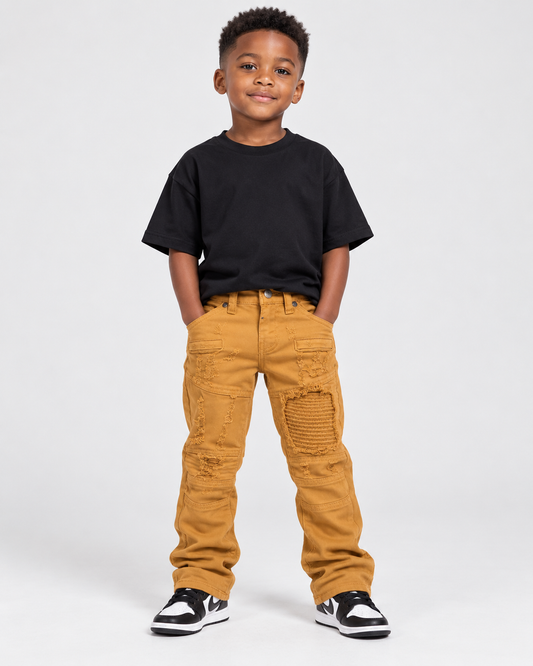 Boys Mustard Moto-Style Jeans